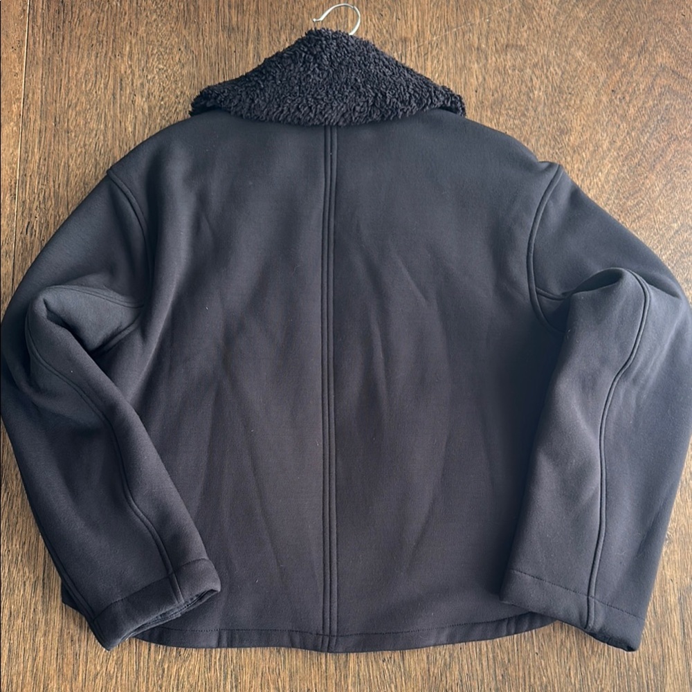 Athleta Black Jacket with Faux Fur Collar | Size Medium - Picture 5 of 7